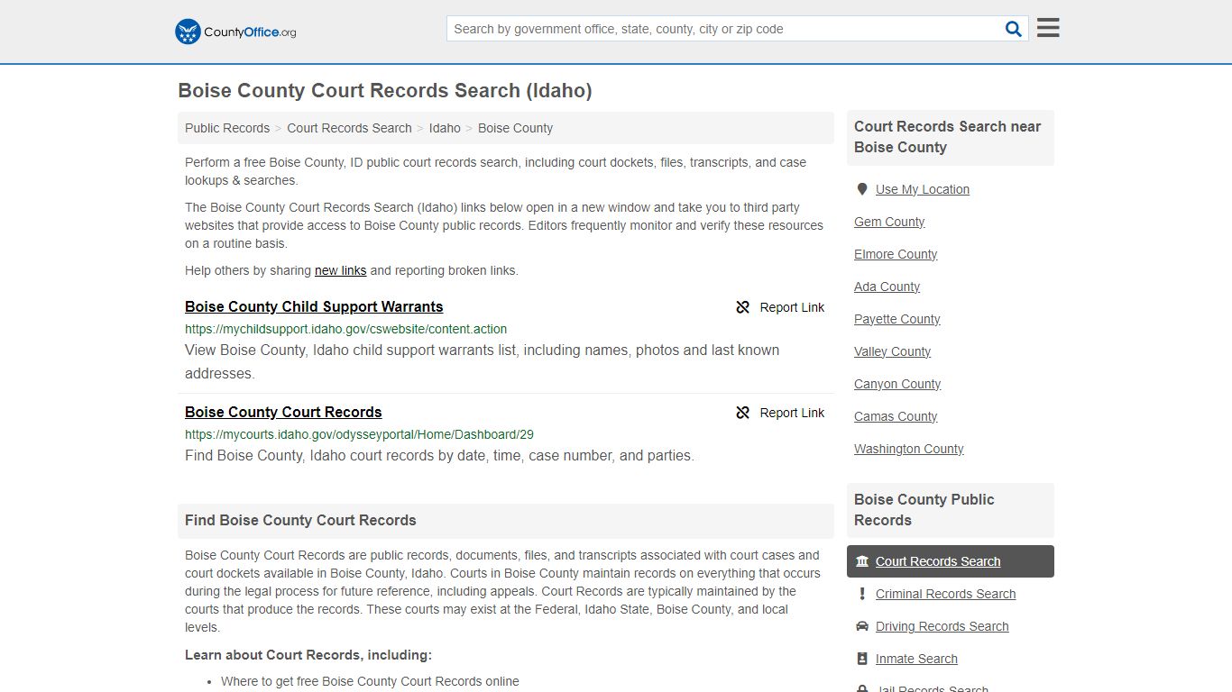 Boise County Court Records Search (Idaho) - County Office